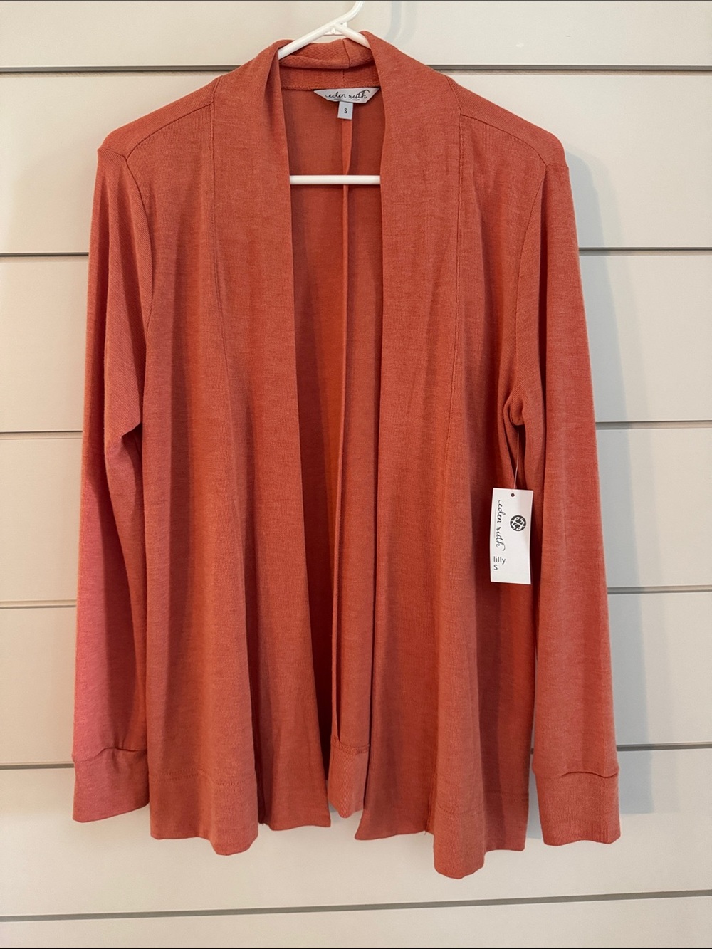Eden Ruth Open-Front Cardigan in Terracotta